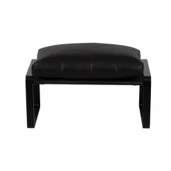 Damo black pouf Leather Noir - 68x46x35 cm