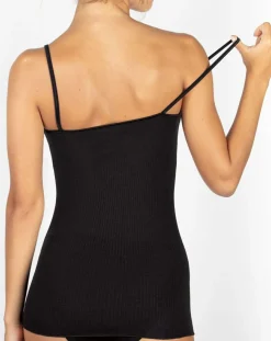 Débardeur bord satin en Laine & Soie noir