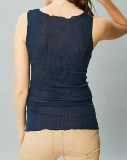 Débardeur Célia en Laine & Soie bleu