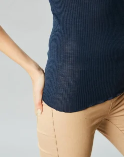 Débardeur Célia en Laine & Soie bleu
