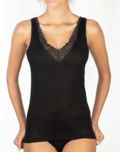 Débardeur Dora en Coton avec dentelle noir