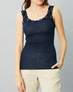 Débardeur en Laine & Soie bleu