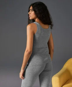 Debardeur Ségolène 100% laine Cotelé gris argent