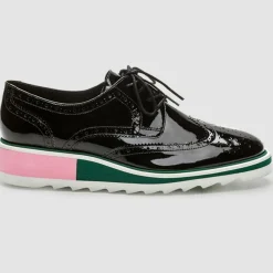 Derbies en Cuir Vernis Vallea noires - Talon 5 cm