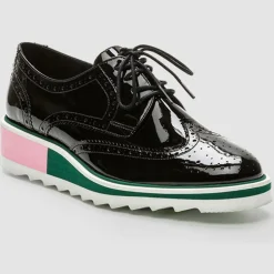 Derbies en Cuir Vernis Vallea noires - Talon 5 cm