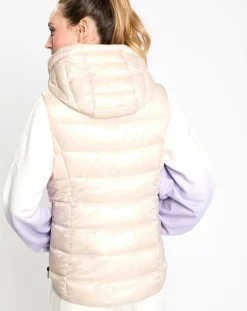 Doudoune à capuche sans manches beige