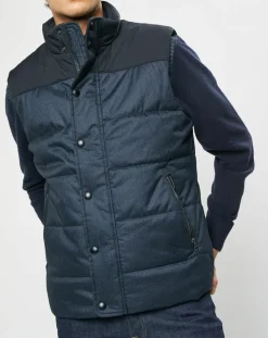 Doudoune bi-matière sans manches bleu marine