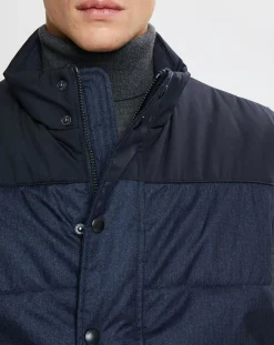 Doudoune bi-matière sans manches bleu marine