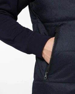 Doudoune bi-matière sans manches bleu marine