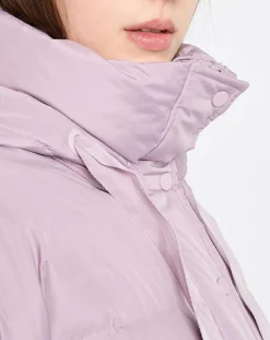 Doudoune courte à capuche violet clair