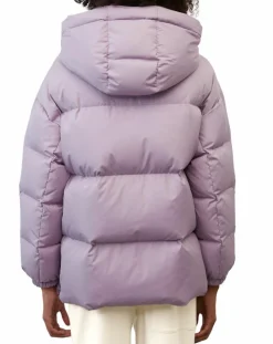 Doudoune courte à capuche violet clair