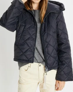 Doudoune Courte à Capuche bleu marine