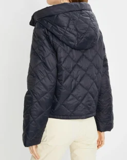 Doudoune Courte à Capuche bleu marine