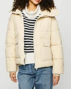 Doudoune courte col montant zip collection EDC by Esprit beige