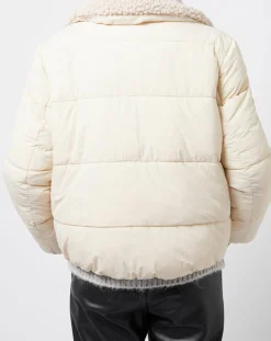 Doudoune courte doublée intérieur fourré sherpa écrue