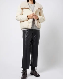 Doudoune courte doublée intérieur fourré sherpa écrue