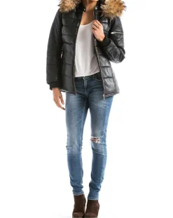 Doudoune en Cuir Adige noire