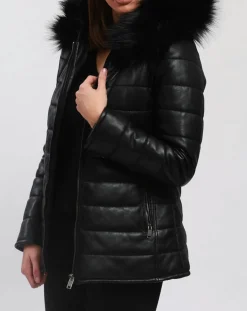 Doudoune en Cuir Bleny noire