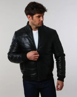 Doudoune en Cuir Brad noire