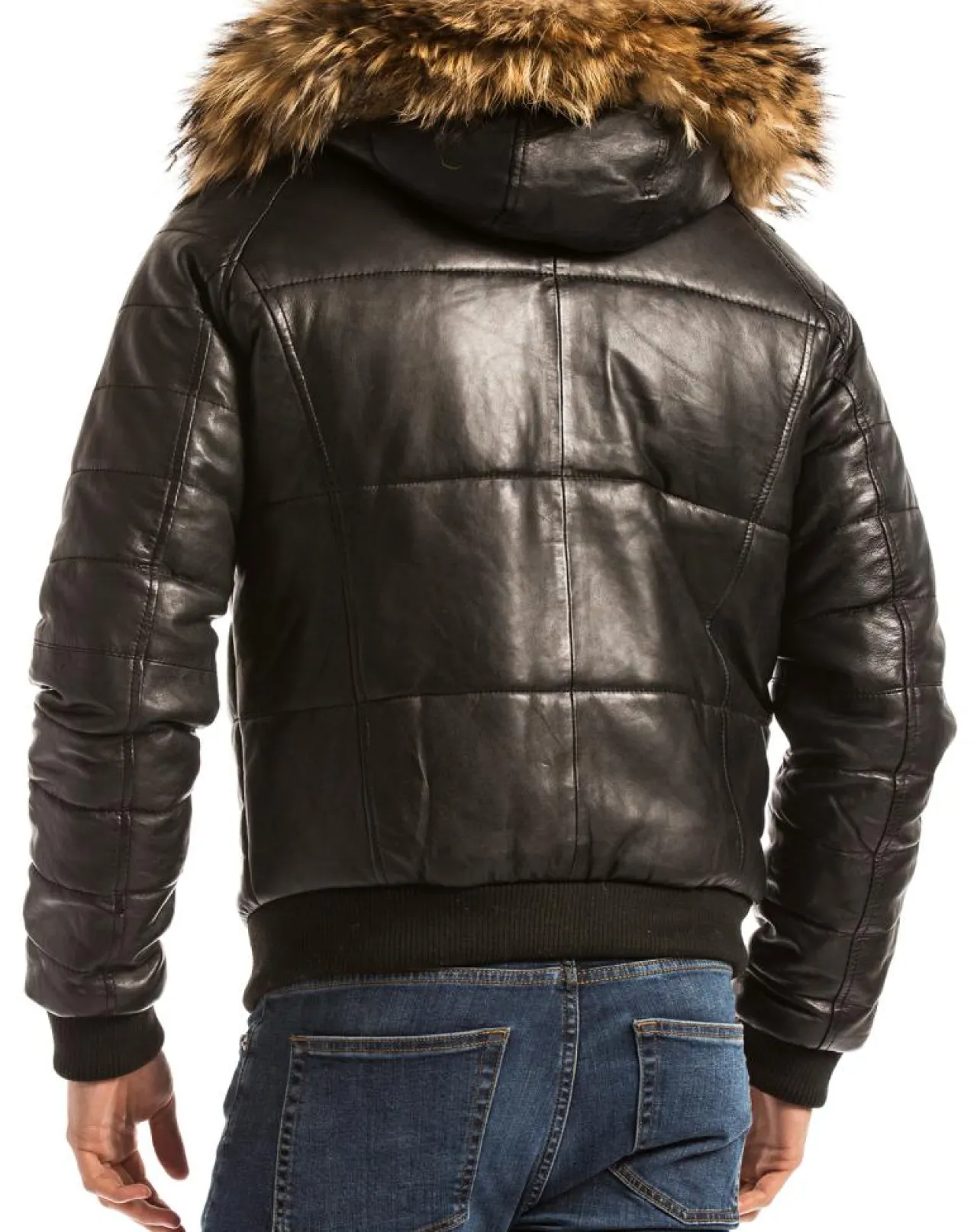 Doudoune en Cuir Wouri noire