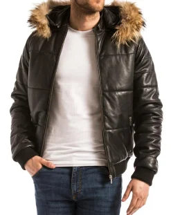 Doudoune en Cuir Wouri noire