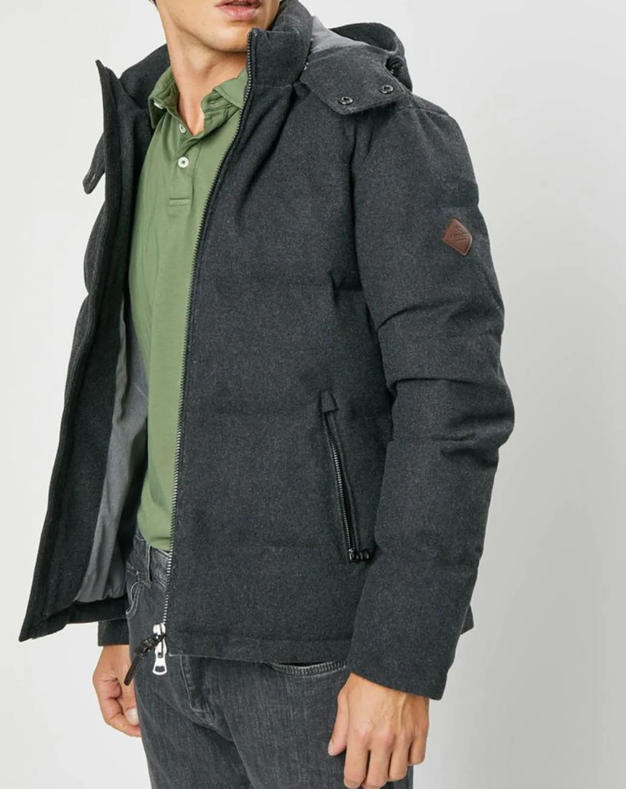 Doudoune en Flanelle Puffer gris foncé