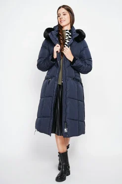 Doudoune longue bleu nuit