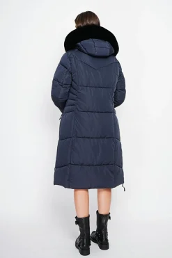Doudoune longue bleu nuit