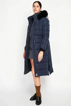 Doudoune longue bleu nuit