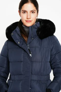 Doudoune longue bleu nuit