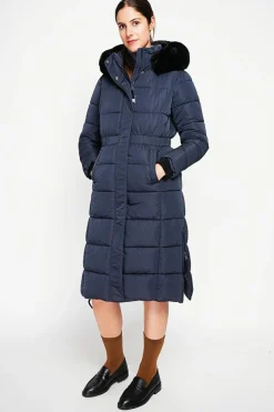 Doudoune longue bleu nuit