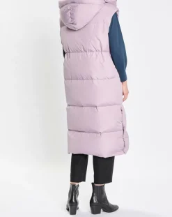 Doudoune longue sans manches 3 poches violet clair