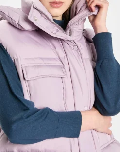 Doudoune longue sans manches 3 poches violet clair