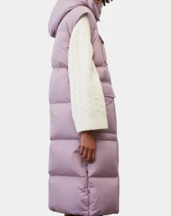 Doudoune longue sans manches 3 poches violet clair