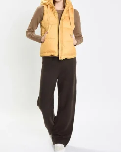 Doudoune sans manches à capuche jaune