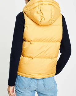 Doudoune sans manches à capuche jaune