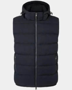 Doudoune sans manches à capuche bleue