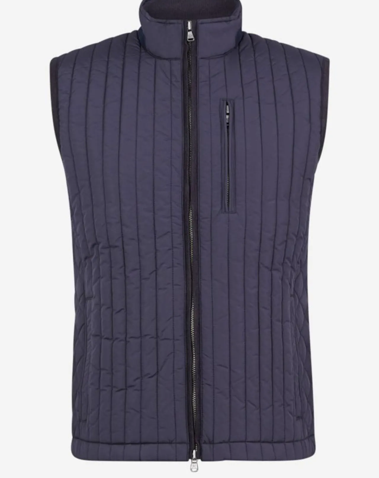 Doudoune sans manches bimatière bleue