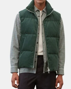 Doudoune sans manches en Velours milleraies 100% Coton Bio verte