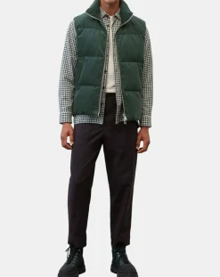 Doudoune sans manches en Velours milleraies 100% Coton Bio verte