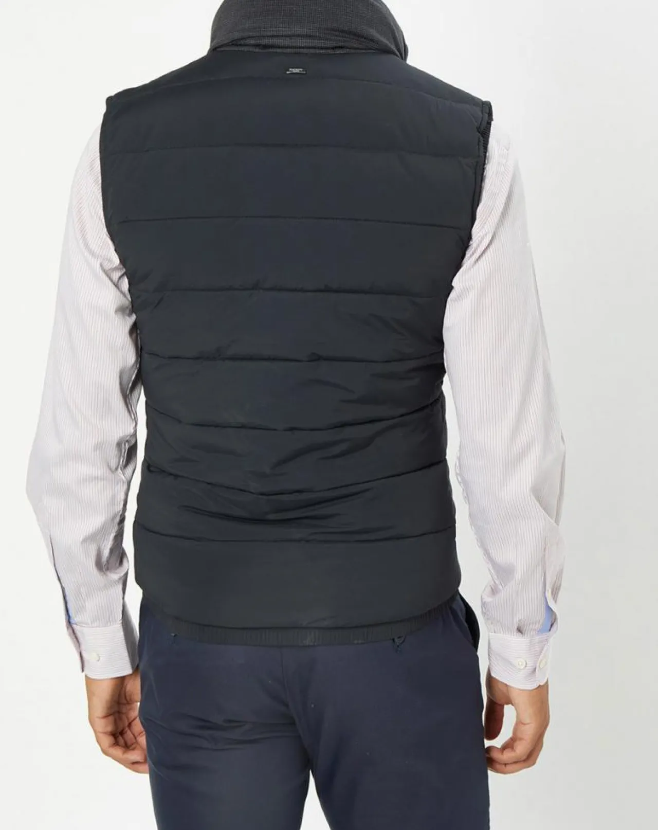 Doudoune sans manches pied-de-poule noire