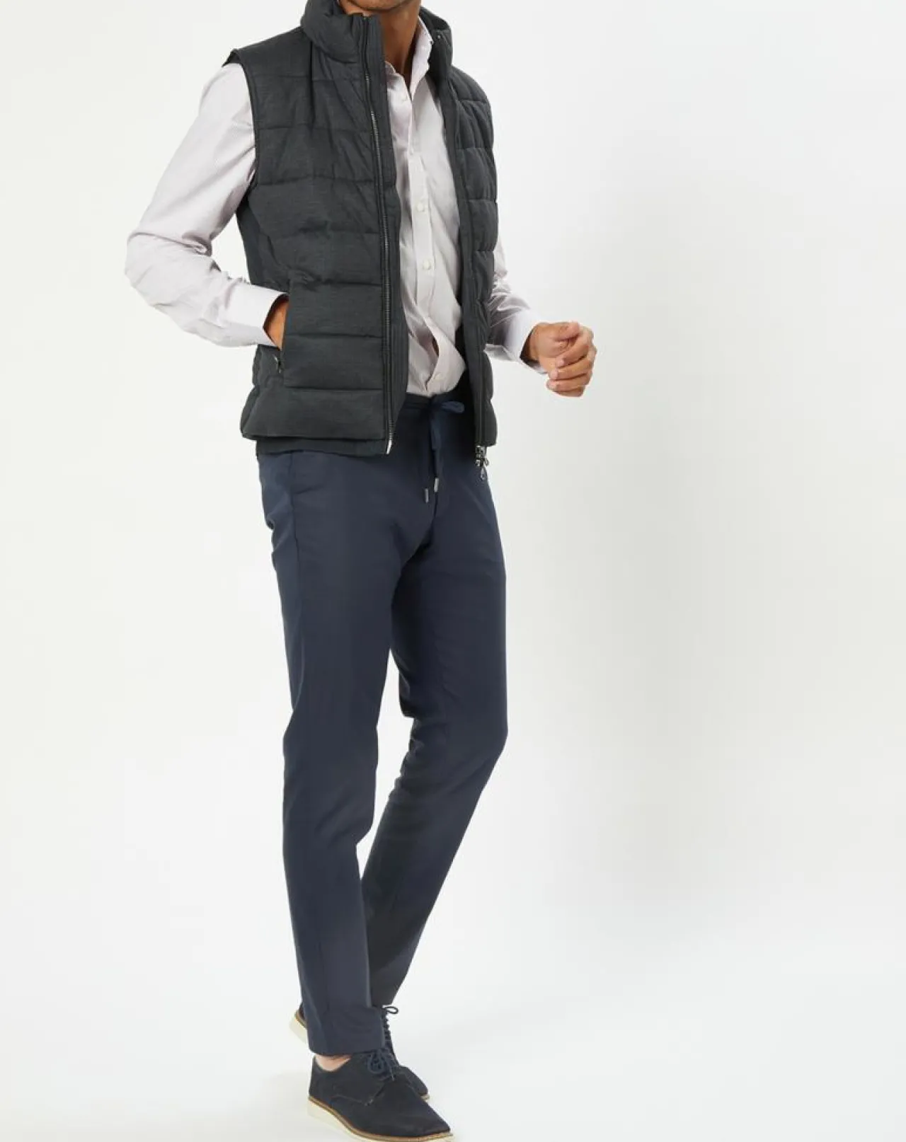 Doudoune sans manches pied-de-poule noire