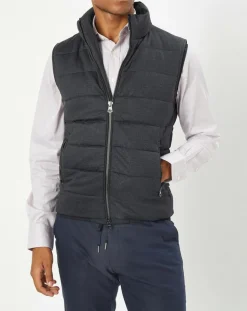 Doudoune sans manches pied-de-poule noire