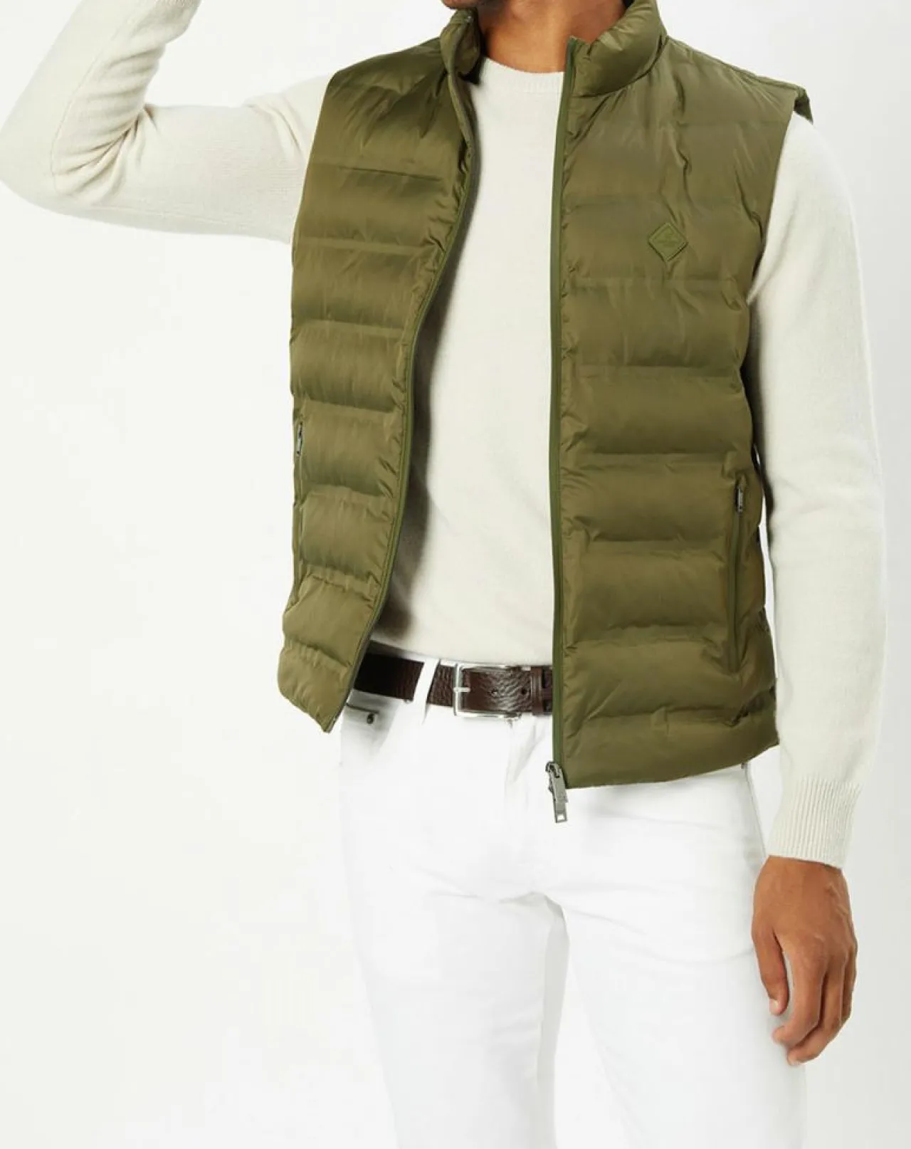 Doudoune sans manches unie kaki