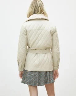 Doudoune Vancouver col fausse fourrure beige