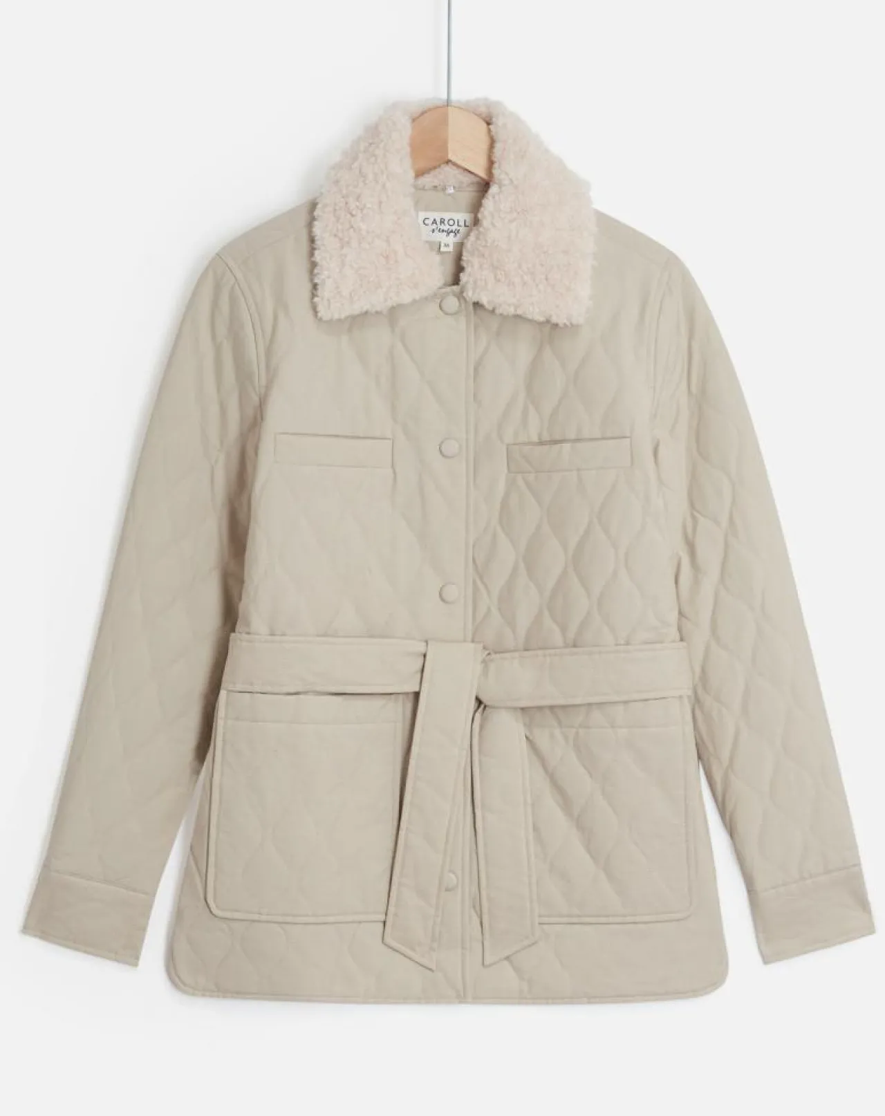 Doudoune Vancouver col fausse fourrure beige