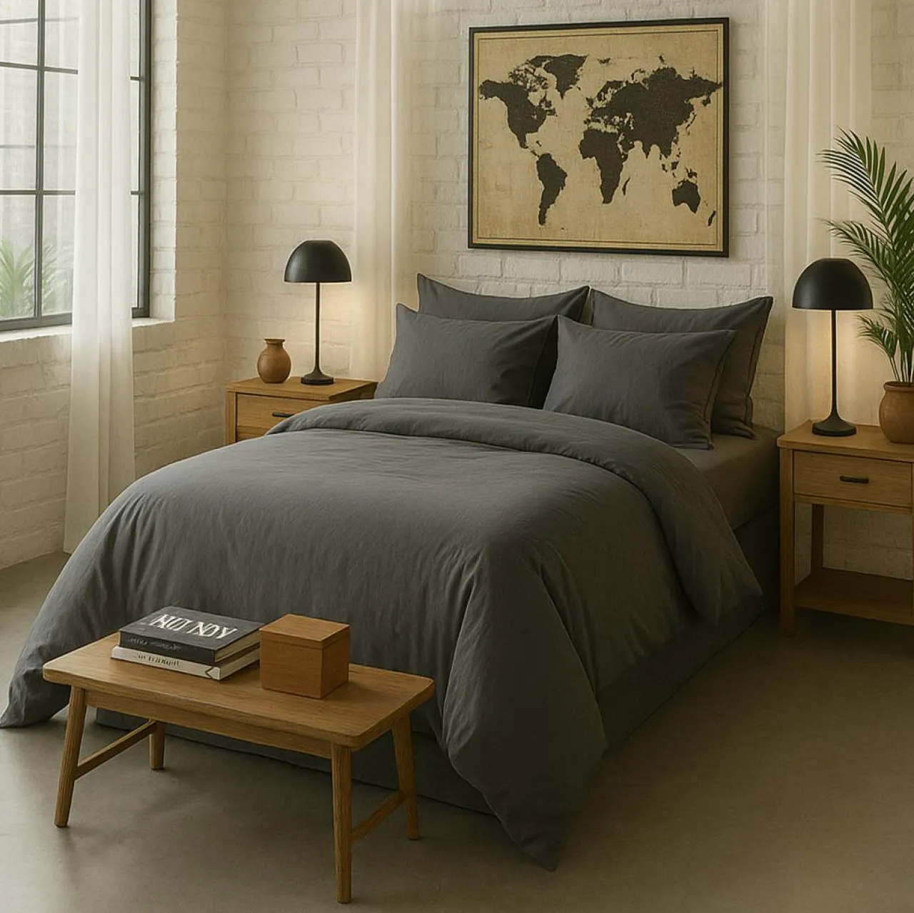 Drap housse 100% Percale de Coton gris magnet