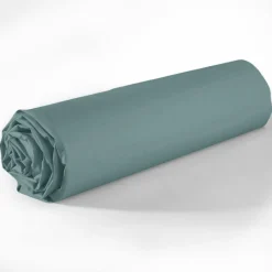 Drap housse en coton bonnet 35 cm bleu canard