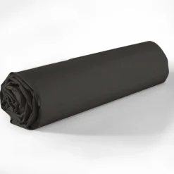 Drap Housse en coton bonnet 35 cm uni gris foncé