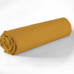Drap housse en coton bonnet 35 cm safran